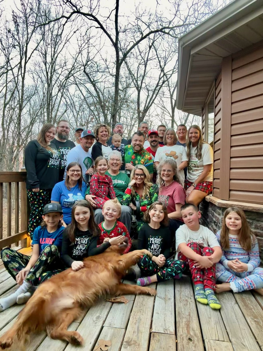 Family gathered together outdoors
